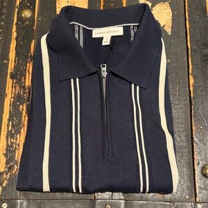 Banana Republic Dark Blue Polo with Light Stripes